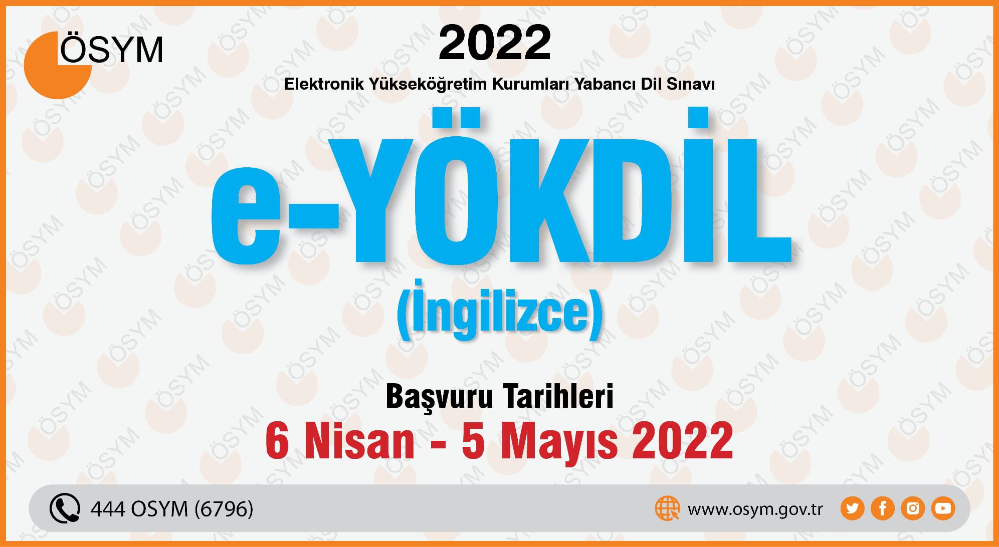 14 Mayıs 2022 e-YÖKDİL BAŞVURULARI BAŞLADI.